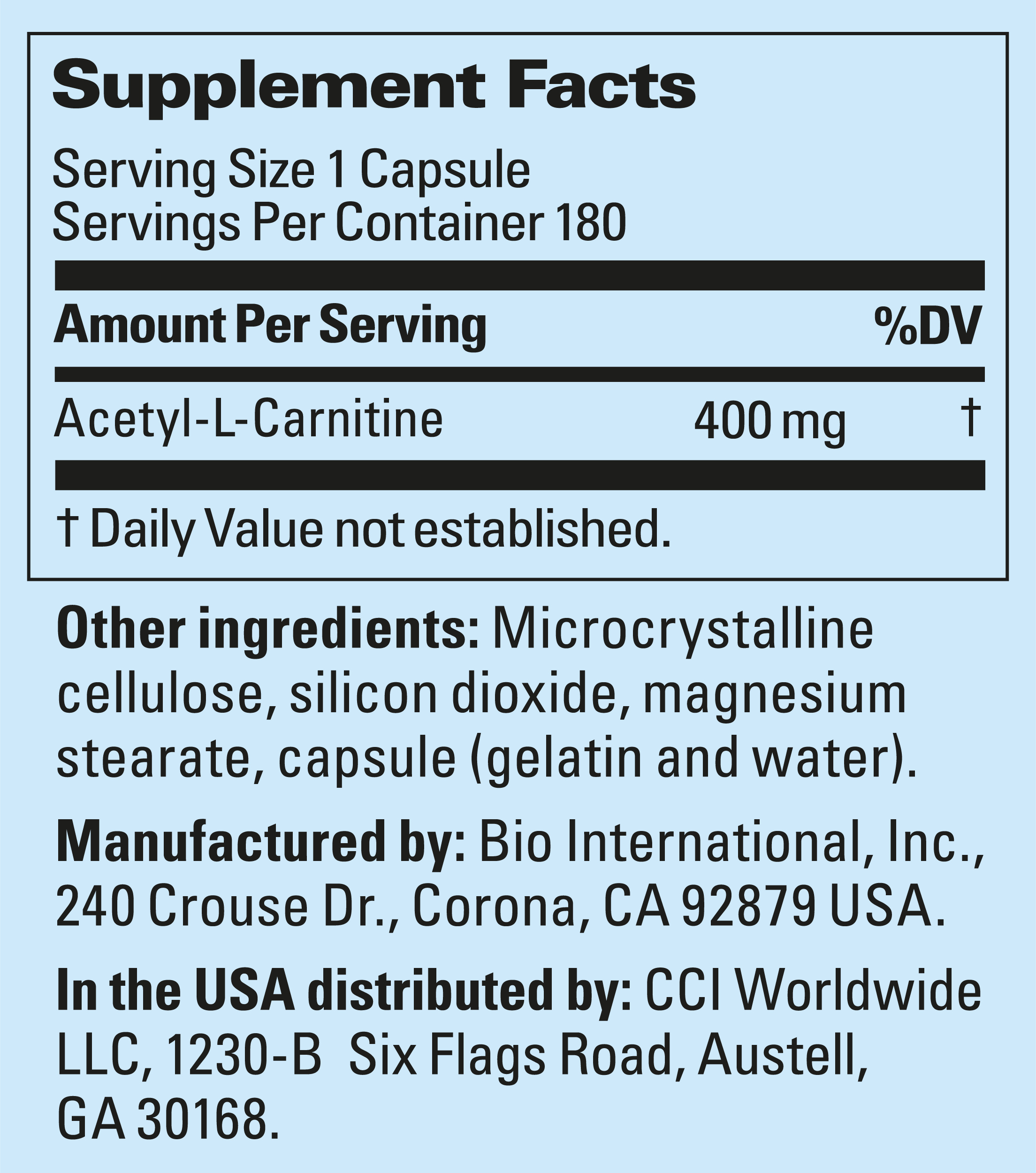 Supplement Label